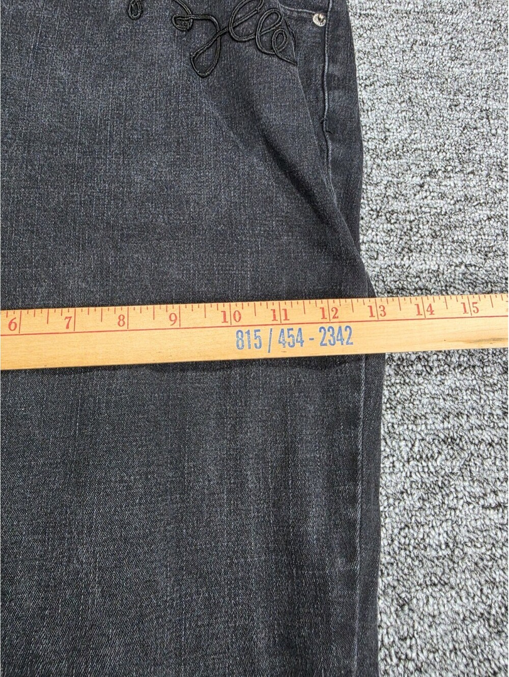 Avenue Jeans Women Plus Capri Black Dark Wash Embroidered Stretch 5-Pocket - Picture 11 of 15